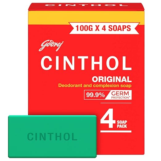 Cinthol Original Bath Soap – 99.9% Germ Protection, 100g (Pack of 4)