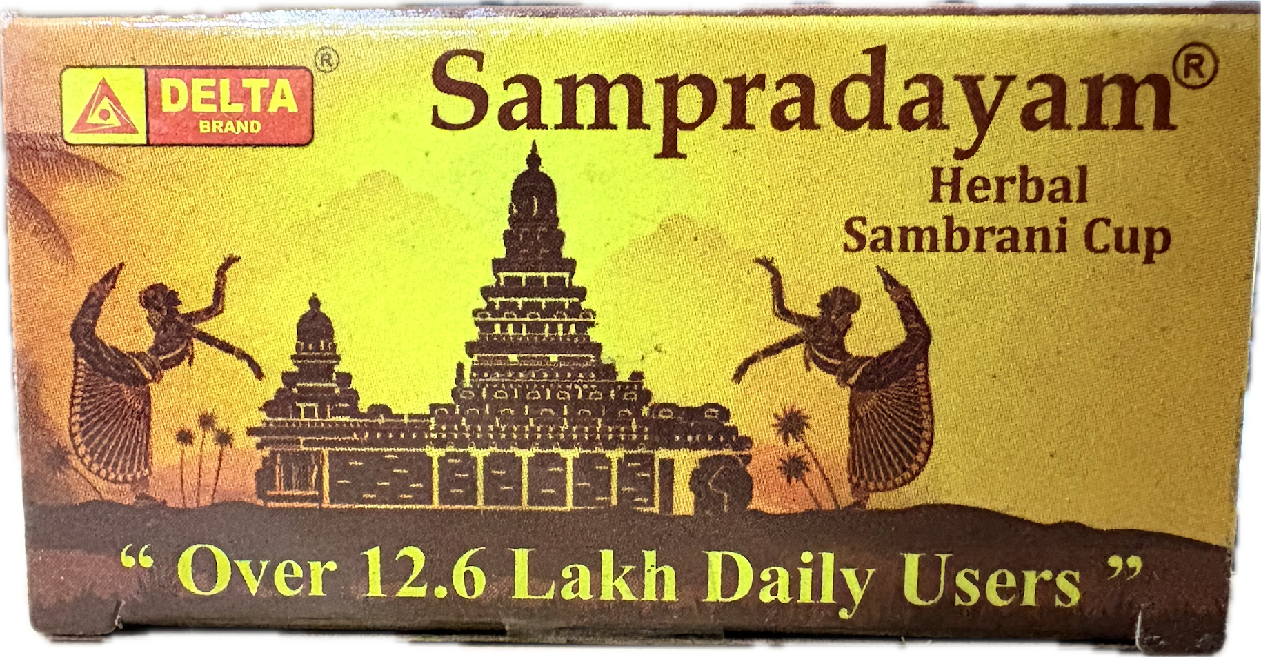 Delta Brand Sampradayam Herbal Sambrani Cup Box ( 2 Cups) / Dhoop / Guggal / Pack of 1