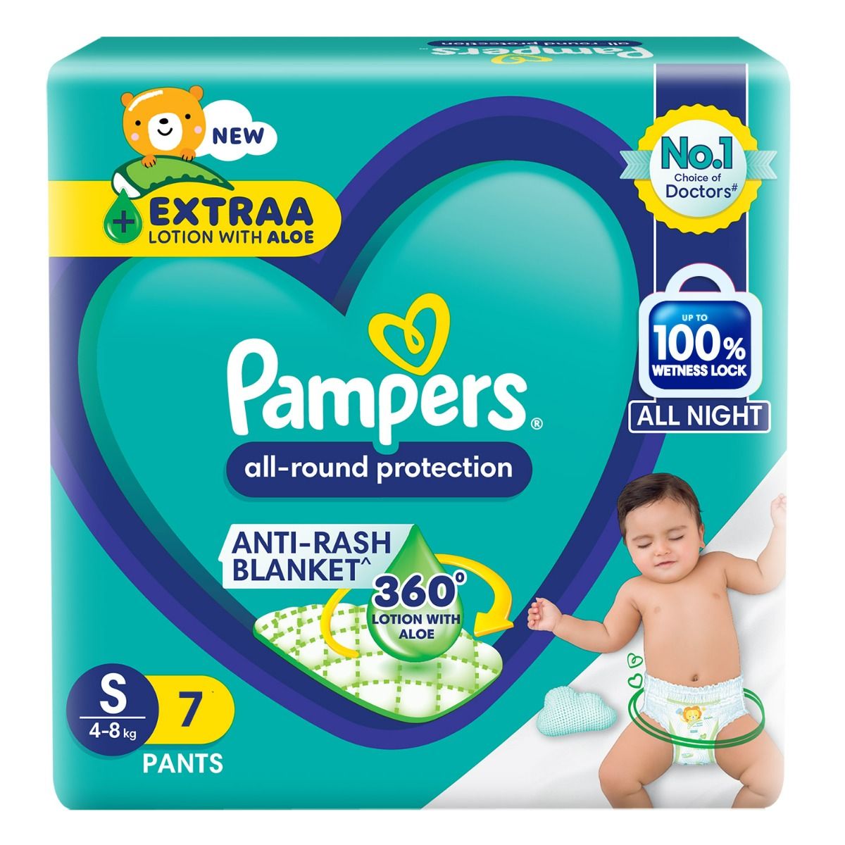 Pampers  All-Round Protection Pants – Small Size (S, 4-8kg) – Pack of 7