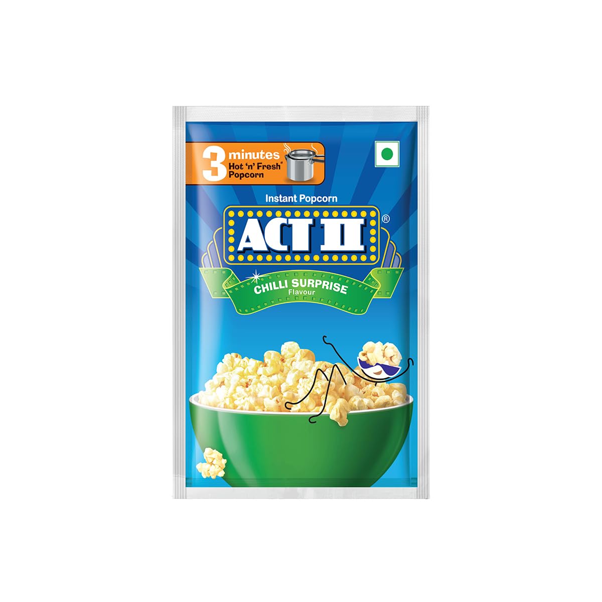 Act II Instant Popcorn - Chilli Surprise, 30g + 5g Extra (Weight May Vary)