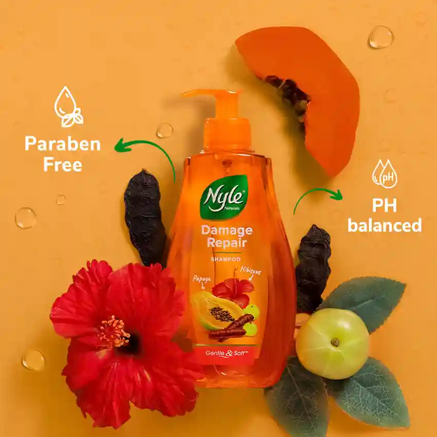 Nyle Naturals Damage Repair Shampoo, With Papaya, Hibiscus And Shikakai,gental & Soft, 180 - extra image
