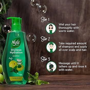 Nyle Naturals Dryness Hydration Shampoo, with Tulsi, Amla and Aloe Vera, Gentle & Soft Shampoo, pH Balanced and Paraben Free, For Men and Women,400ml - extra image