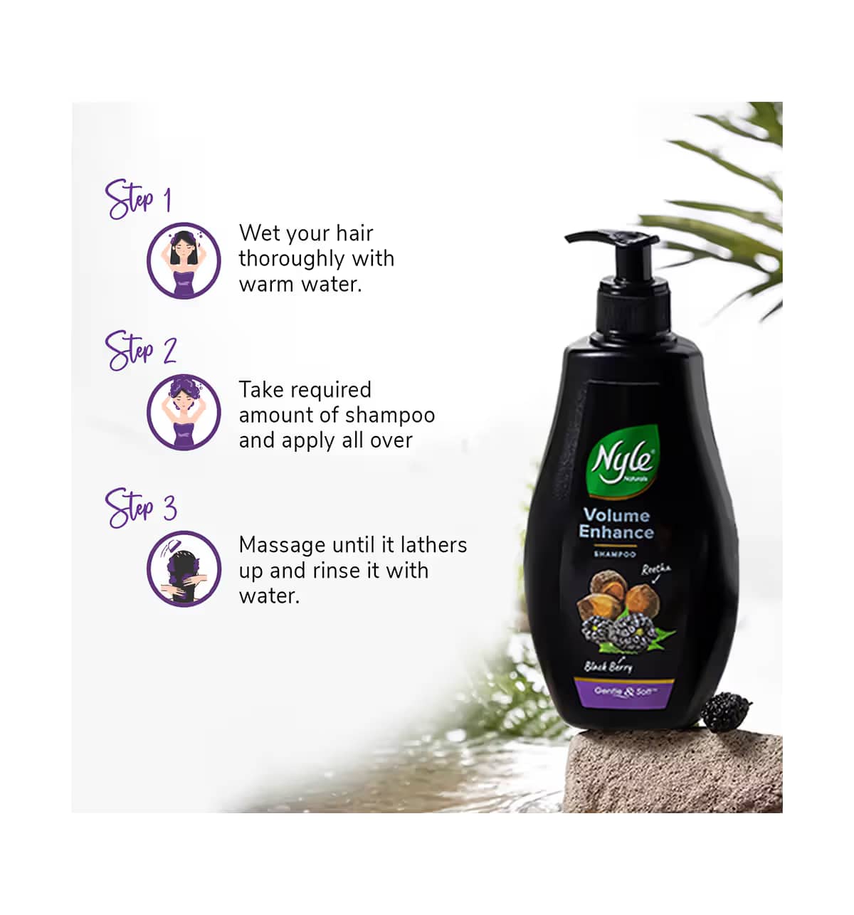 Nyle Naturals Reetha and BlackBerry Volume Enhance Shampoo 90 ml - extra image