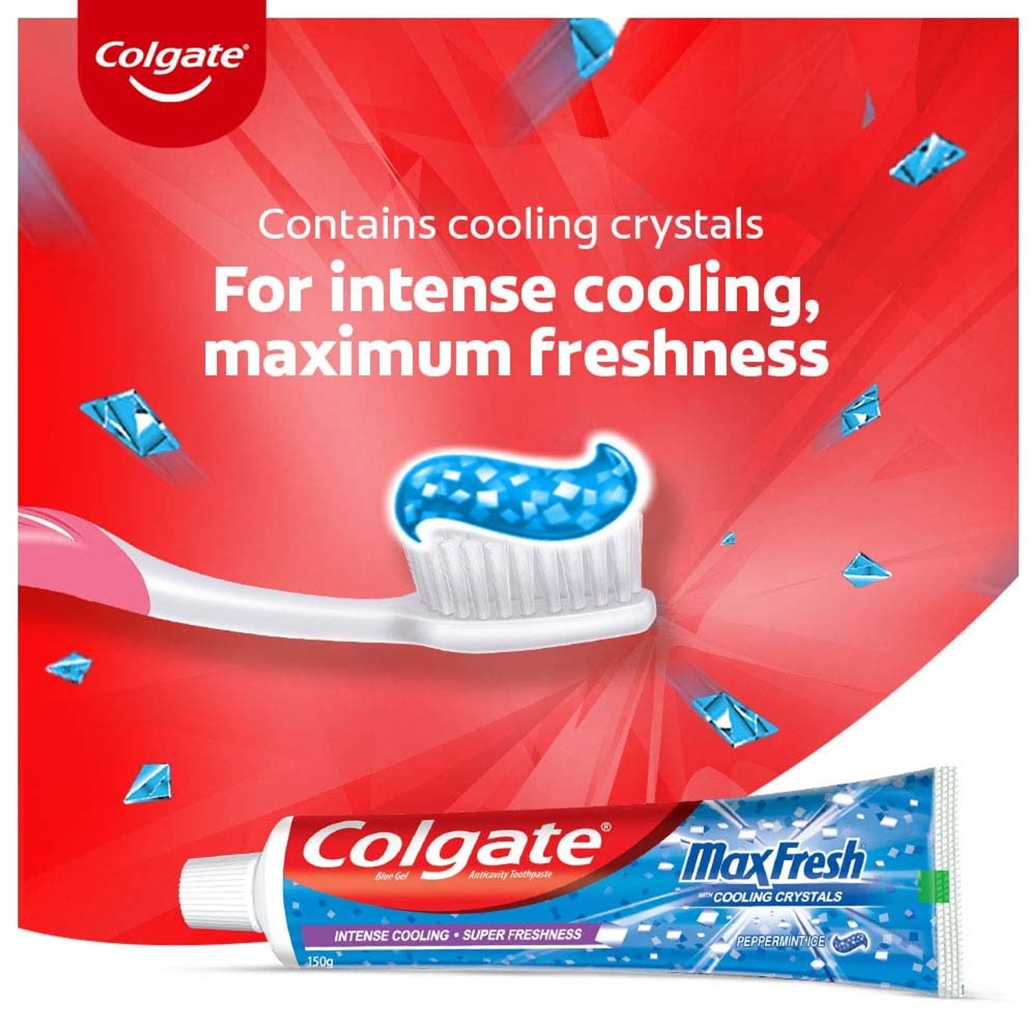 Colgate MaxFresh Breath Freshner Cavity Protection Toothpaste, 81g, Peppermint Ice, Blue Gel Paste with Menthol, Cooling crystals for fresh breath - extra image